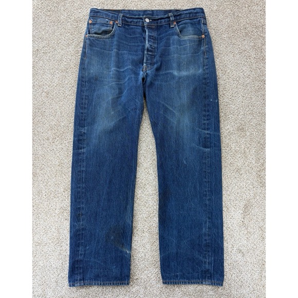 Levi's Other - Levis 501-0000 OG STF Jeans Mens 38x32 (Fit 37x30) Blue Button Fly Workworn 2018